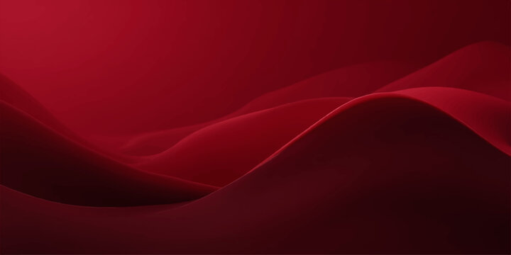 Abstract red silk and satin background featuring smooth flowing waves of soft fabric texture with a light motion curve design for a textile wallpaper illustration
