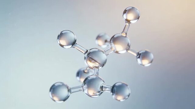 Hero ceramide complex molecule in rounded interconnected clear glass elements with a subtle inner light floating in a harmonious uncluttered composition on a soft gradient clean background.