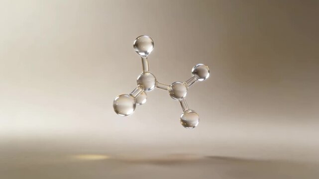 Single retinol molecule in a structured smooth transparent glass form with a subtle glow and soft studio lighting for a premium skincare aesthetic on a clean background