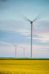 Nice view of the windmill fields in Blazejowice in Poland.
