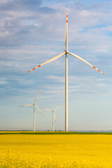 Nice view of the windmill fields in Blazejowice in Poland.