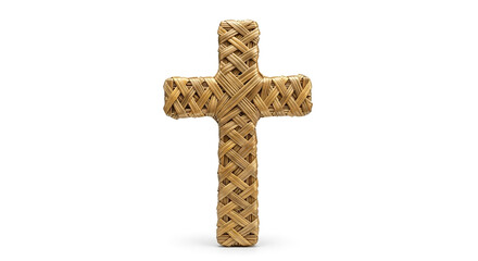 Traditional St. Brigid's Cross made of straw, isolated on a clean white background. Saint Brigid's Day Irish symbol of protection
