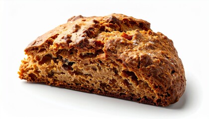 Delicious Freshly Baked Scone with Crumbs on White Background.