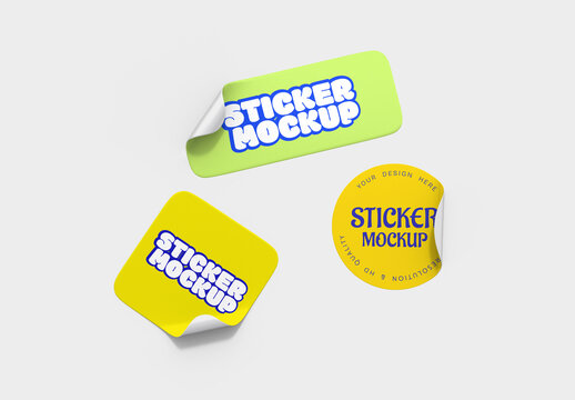Isolated Multi-Shape Sticker Mockup