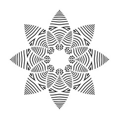 Abstract Radial Geometric Pattern in Flower Shape. Decorative Design Element.