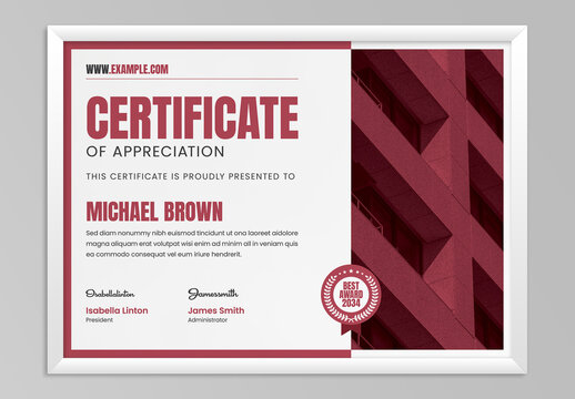 Corporate Certificate Layout with Image Placeholder