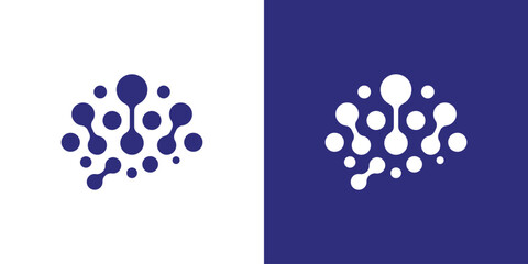 Dual meaning logo combining a brain and connected dots, symbolizing intelligence, neural networks, data connectivity, and advanced thinking or AI-driven solutions.