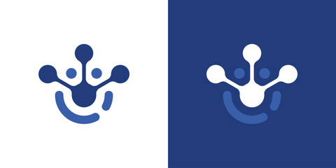 Dual meaning logo combining connection and dot elements, symbolizing networking, integration, communication, and seamless digital connectivity.