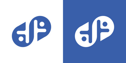 Dual meaning logo combining people and infinity elements, symbolizing endless connection, continuity, long-term relationships, and sustainable human-centered values.