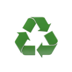 Fototapeta premium A green recycling symbol on transparent background