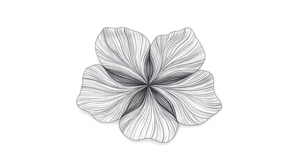 Elegant black and white line art flower illustration