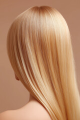 Naklejka premium Luxurious blonde hair with subtle highlights, smooth and healthy, showcasing its natural shine