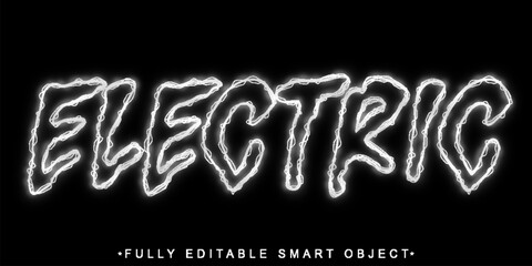  Neon Electric Energy Typography Vector Fully Editable Smart Object Text Effect © HUMA