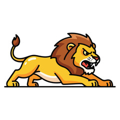 Cartoon Lion with Open Mouth and Mane.