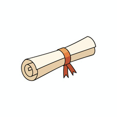 Illustration of a Rolled Document with Ribbon