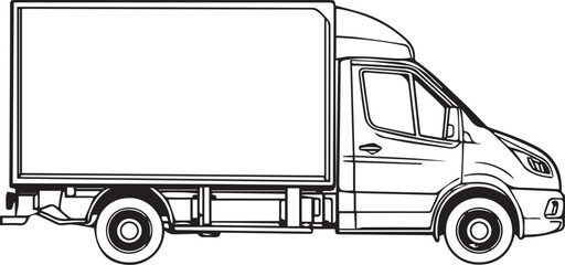 Clean lines of a delivery truck, perfect for logistics and transportation, showcasing its structure.