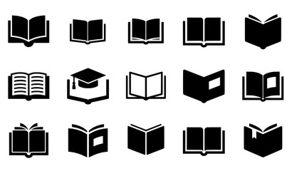 Open book flat icon vector collection for learning library and reading apps