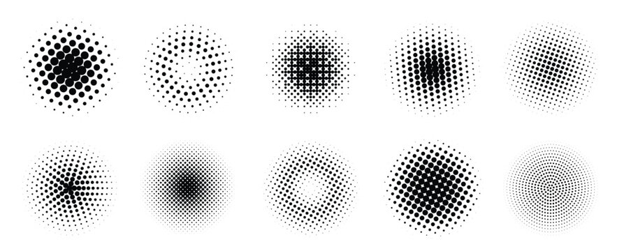 halftone gradient circles collection dots textured round