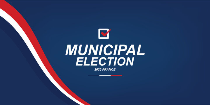 French Municipal Election Banner with Flowing Tricolor Ribbon