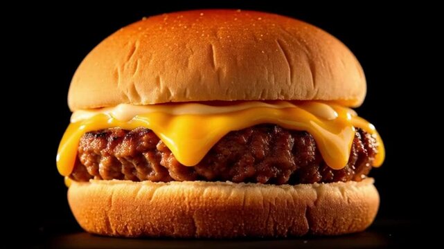 360&deg; Schwenk &uuml;ber Burger mit geschmolzenem K&auml;se