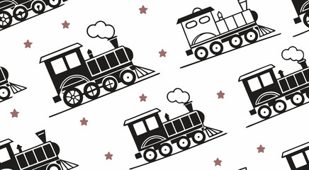 Naklejka premium Silhouette toy trains seamless pattern vector illustration design