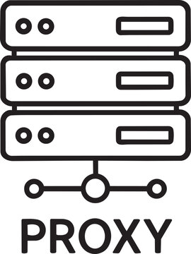 Proxy server data center network line icon
