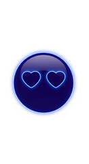 Dark blue glossy orb with two heart outlines in blue neon light, conveying emotion, affection, and connection for a digital Valentine's Day concept