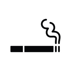 Simple black icon depicting a lit cigarette with rising smoke plumes