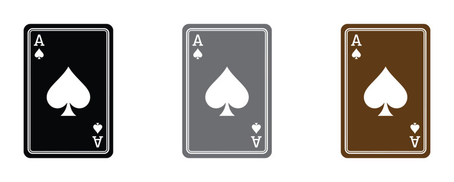 Ace of Spades playing card. Minimalist Ace of Spades Playing Cards Icon Set &ndash; Black and White Vector Design. . 