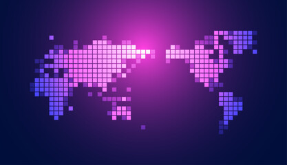 Obraz premium mondo, pianeta, informatica, digitale, pixel, concetto tecnologia,