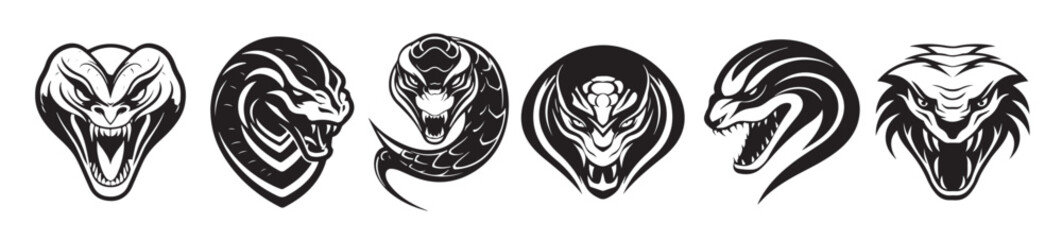 cobra silhouette set logo design 