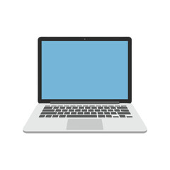 Modern Laptop with Blank Screen on White Background