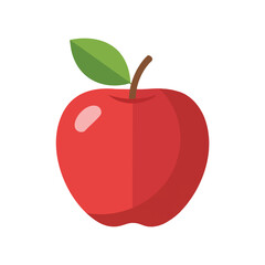Fototapeta premium Red Apple Illustration with Leaf