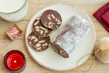 sweet chocolate salami dessert
