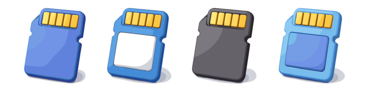 Collection of colorful micro SD memory cards with gold contacts on a white background