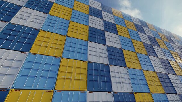 Industrial Warehouse with Stacked Shipping Containers Logistics Background