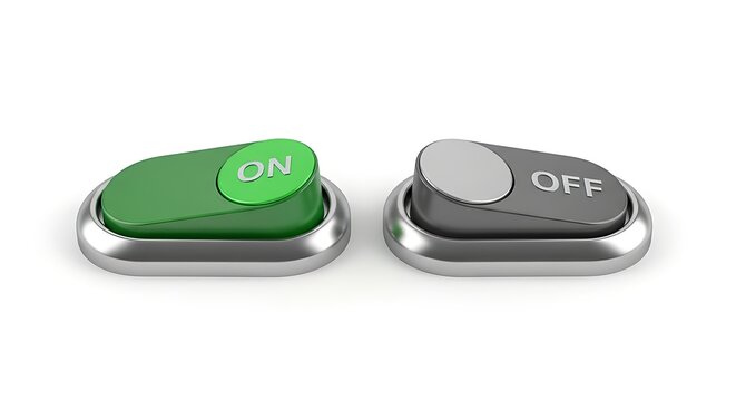 Green on and gray off toggle switches show binary electrical control options clearly