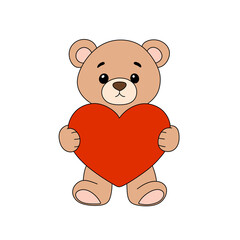 Fototapeta premium Teddy Bear with Heart Illustration