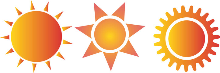 Sun Icon Set Gradient Weather Solar Energy Vector