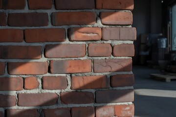 Obraz premium brickwork, a wall of old, weathered red bricks, a close-up photo with sharp focus on the texture of the bricks and seams
