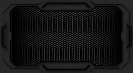 Futuristic Hexagonal Grid Background with Metallic Frame for Technology and Sci-Fi Themes