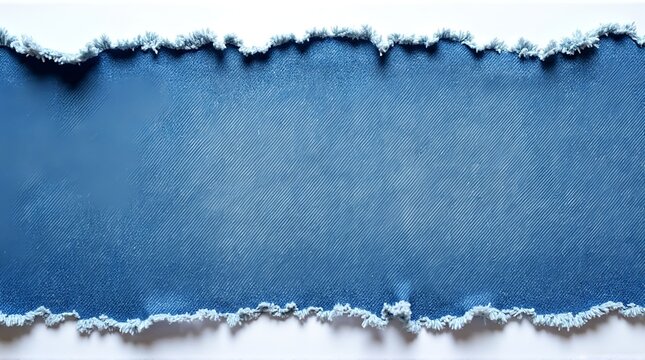 Striking horizontal banner showcasing ragged blue denim texture with diagonal twill weave pattern