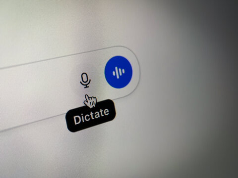 INDONESIA, JANUARY 27, 2026, Voice Dictation Feature Icon on Software Interface