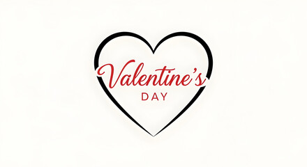 Valentine's Day text inside outline heart graphic