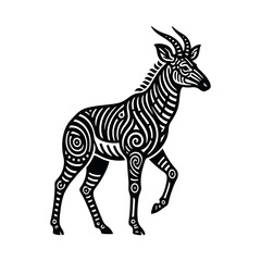 Okapi jumping pose minimal vector outliner silhouette illustration with white background

