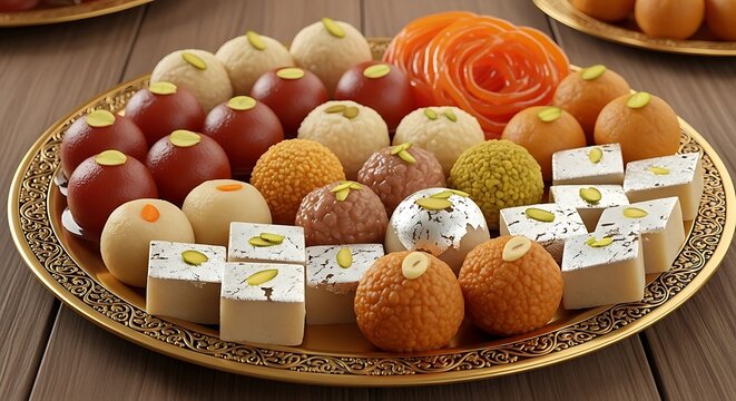 Assorted indian sweets platter