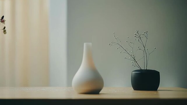 White ceramic essential oil diffuser creating a calm atmosphere, elegantly styled with dried flowers and natural light, promoting relaxation and well being in a modern home environment