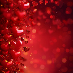 Red and Pink Heart Petal. Copy Space, Valentine&rsquo;s Day Concept