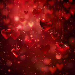 Red and Pink Heart Petal. Copy Space, Valentine&rsquo;s Day Concept