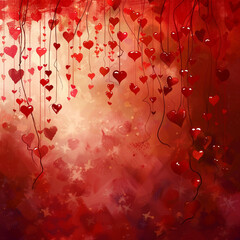 Red Hearts Background Heart Embellishments. Valentine&rsquo;s Day Concept